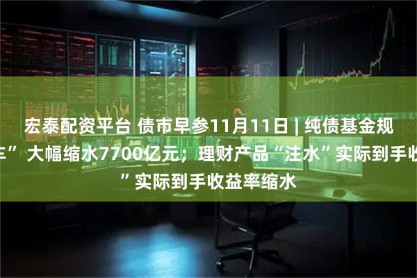 宏泰配资平台 债市早参11月11日 | 纯债基金规模遇“刹车” 大幅缩水7700亿元；理财产品“注水”实际到手收益率缩水