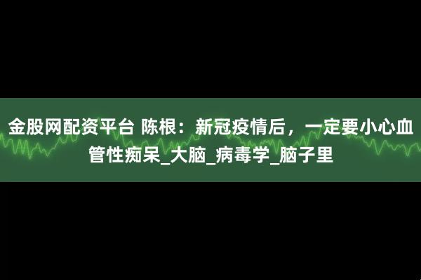 金股网配资平台 陈根：新冠疫情后，一定要小心血管性痴呆_大脑_病毒学_脑子里